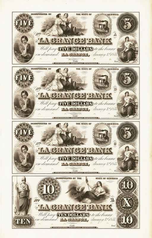 1855 La Grange Bank, Georgia Full Sheet